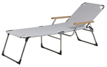 FIAM® Liegestuhl AMIGO 40+ Grau/Weiss mit Armlehnen/Eschenholz